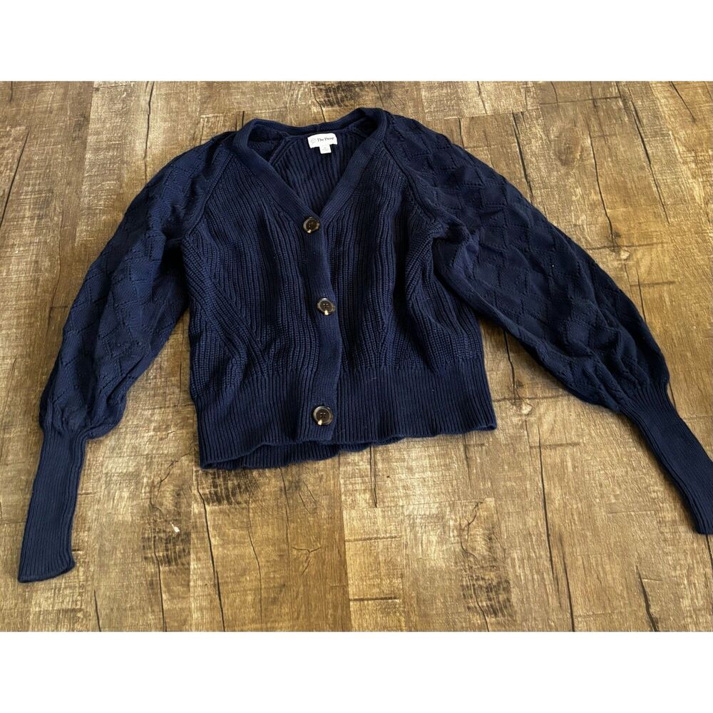 Women’s The Drop‎ XS Navy Blue Button Front Knit Cardigan Sweater